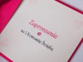 Zaproszenia komunijne z kokardą, różowy