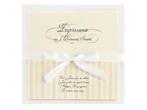 Zaproszenia komunijne z kokardą, kremowy